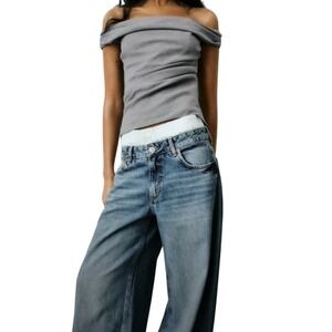 ZARA sleeveless off shoulder corset top, gray, size M